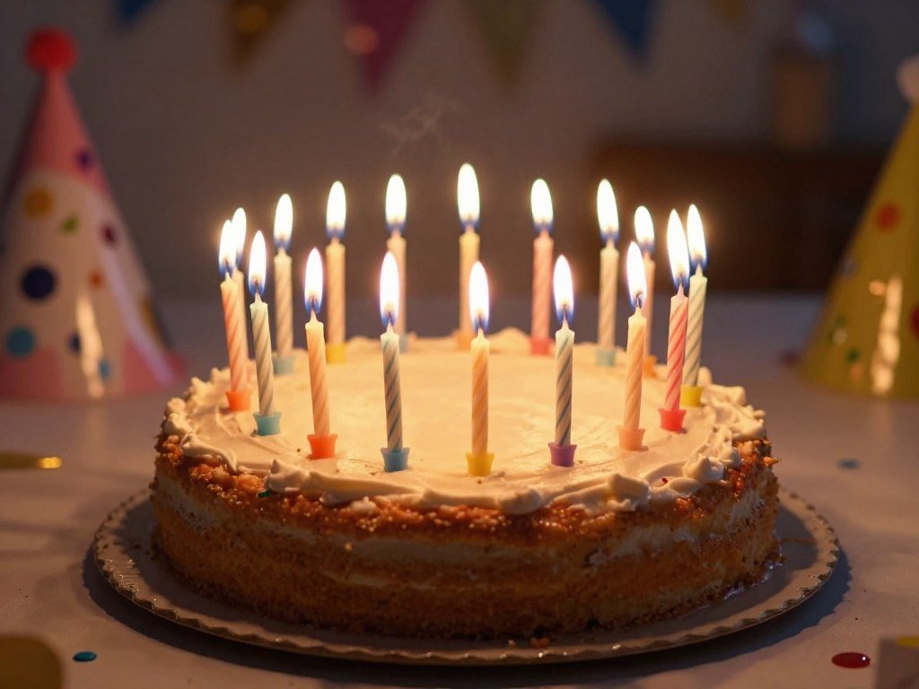 A birthday cake with so many candles it looks like a fire hazard, representing happy birthday funny humorous aging jokes
