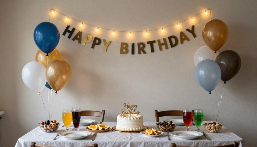 A birthday celebration setup with decorations for happy birthday brother from sister theme A birthday celebration setup with decorations for happy birthday brother from sister theme