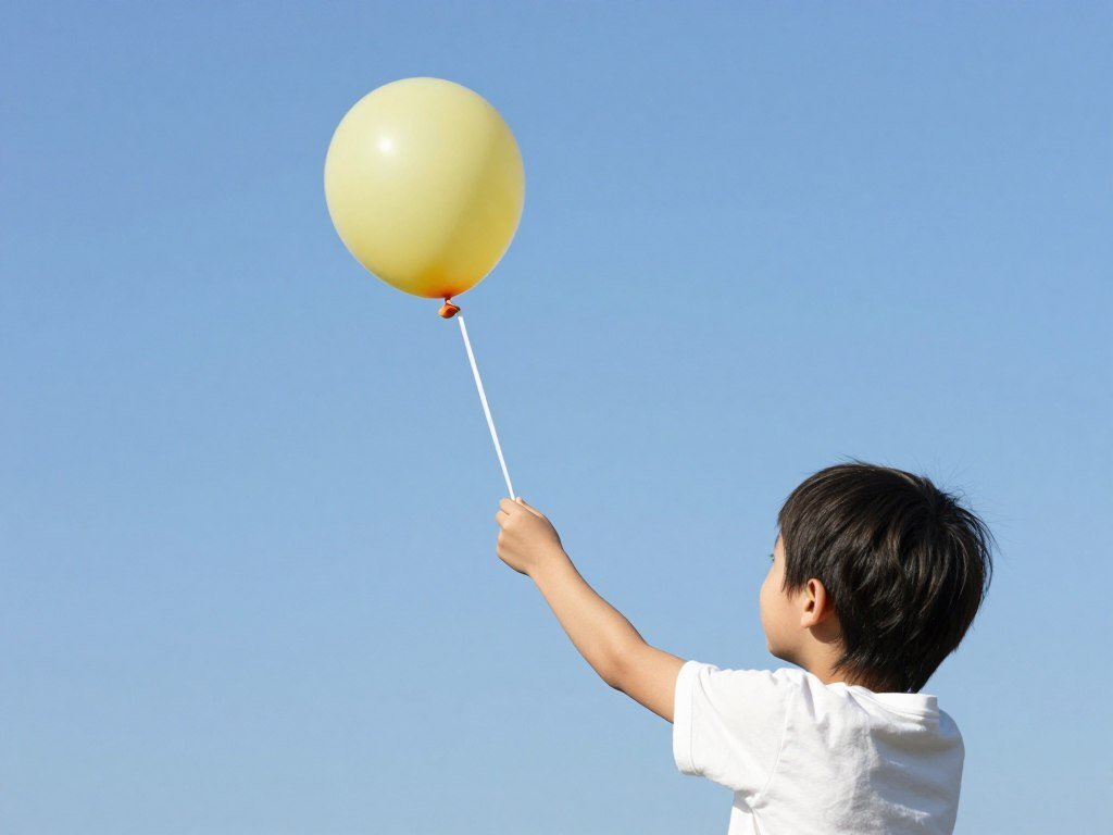 A child releasing a balloon into the sky for a happy birthday in heaven tribute A child releasing a balloon into the sky for a happy birthday in heaven tribute