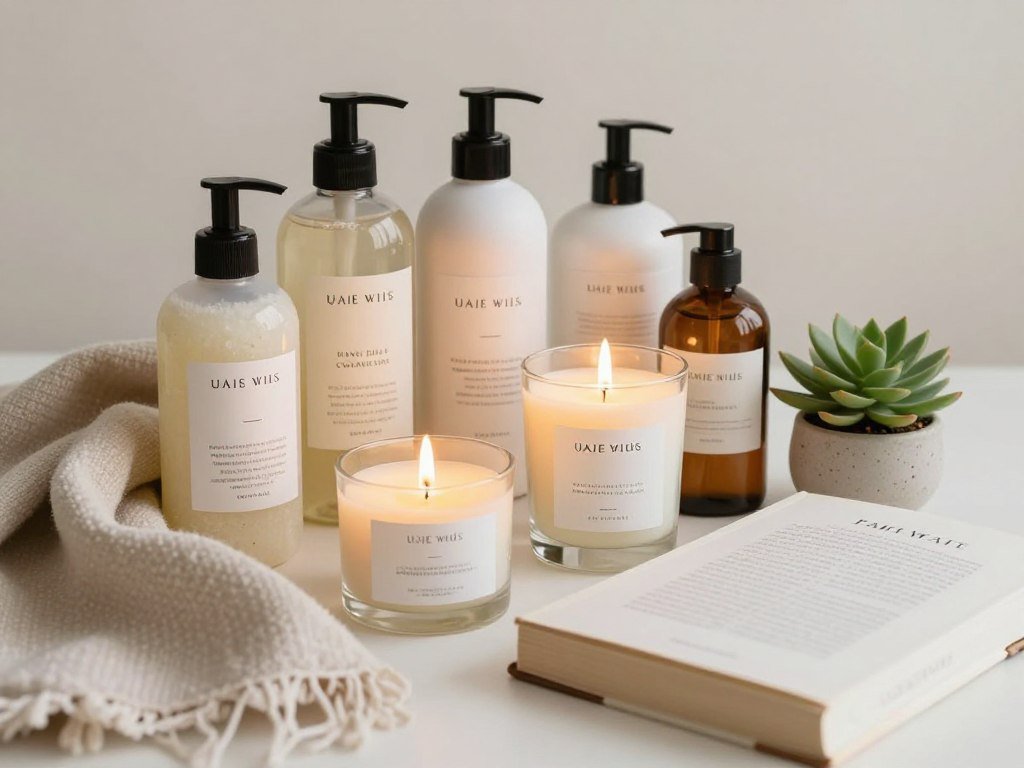 A collection of self-care items beautifully arranged as a happy birthday to me gift A collection of self-care items beautifully arranged as a happy birthday to me gift