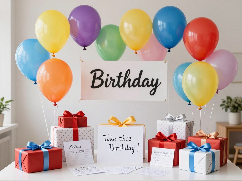 A creative birthday wish delivery with balloons and decorations A creative birthday wish delivery with balloons and decorations