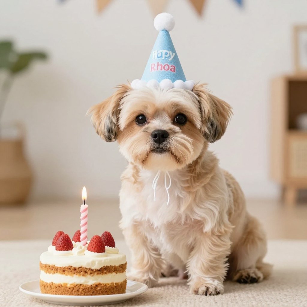 A dog with a birthday hat for a happy birthday Instagram story A dog with a birthday hat for a happy birthday Instagram story