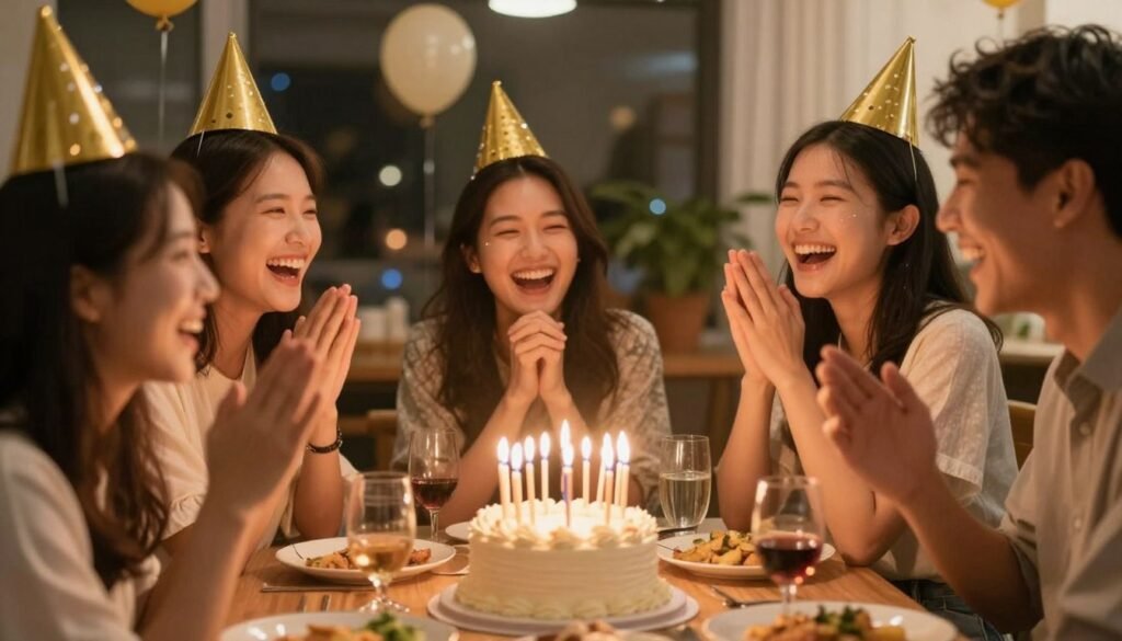 A joyful birthday celebration with friends laughing together, capturing the essence of a funny happy birthday gathering A joyful birthday celebration with friends laughing together, capturing the essence of a funny happy birthday gathering