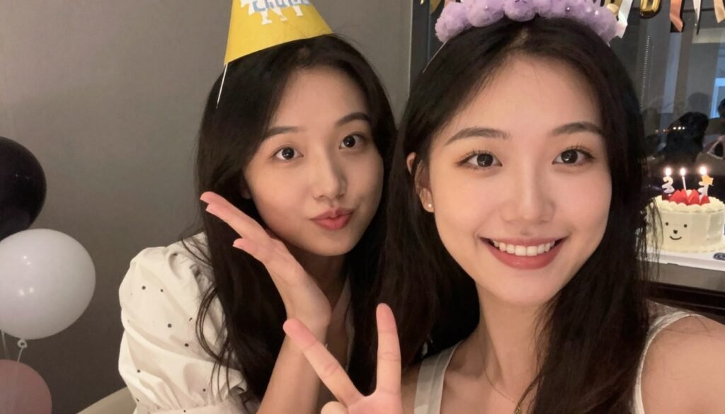 A person taking a selfie with a birthday friend, perfect for social media sharing