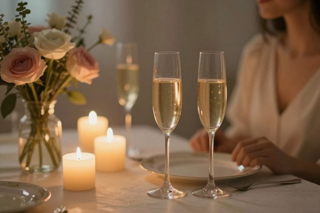 A romantic birthday setting with candles and flowers for sharing happy birthday wishes A romantic birthday setting with candles and flowers for sharing happy birthday wishes