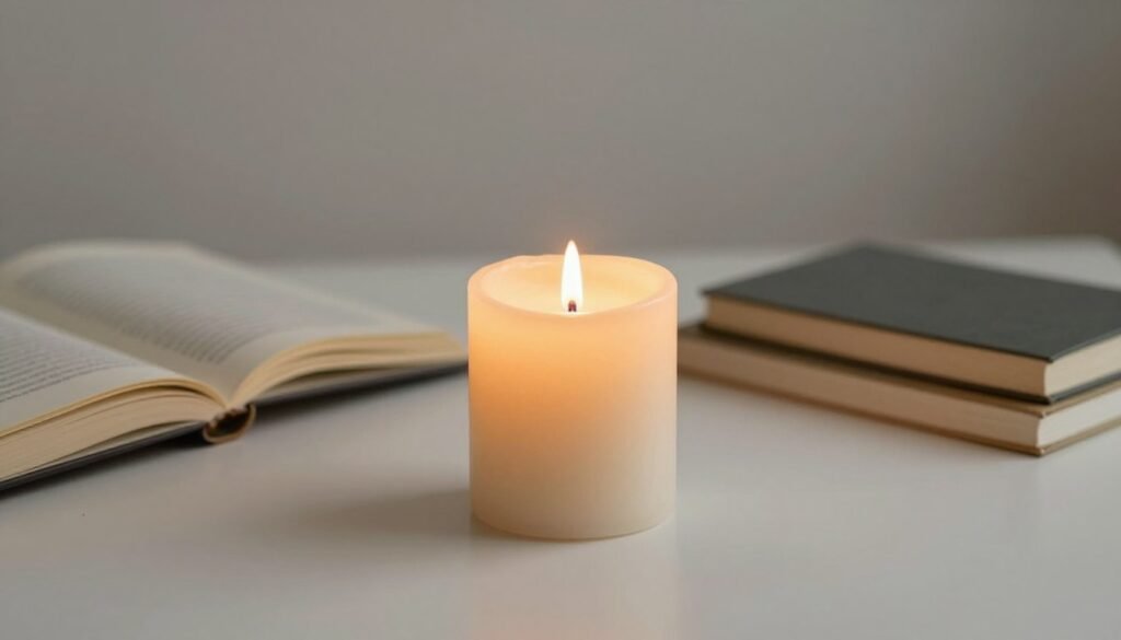 A serene birthday setting with candles and inspirational elements for happy birthday wishes A serene birthday setting with candles and inspirational elements for happy birthday wishes