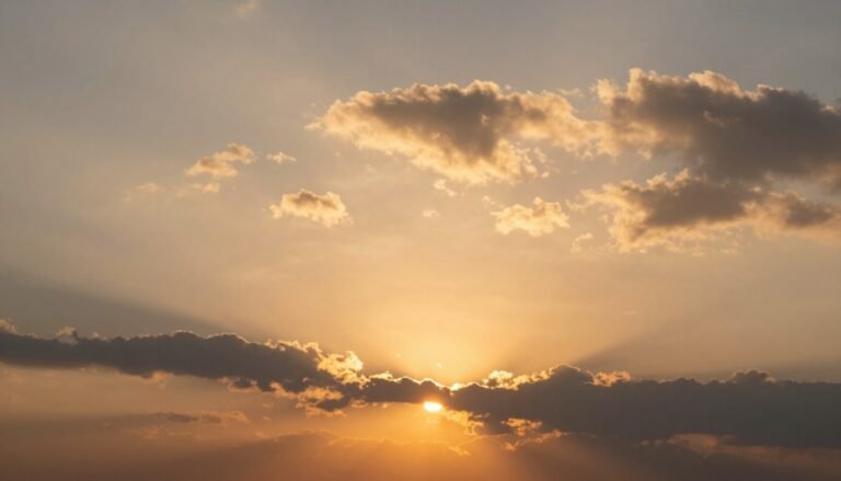 A serene sunset with rays of light breaking through clouds, symbolizing a happy birthday in heaven celebration