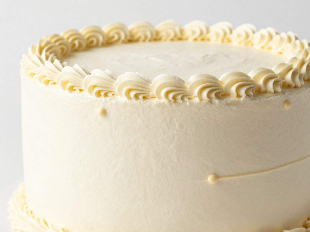 A simple cake with minimalist piped dots and lines creating an elegant pattern