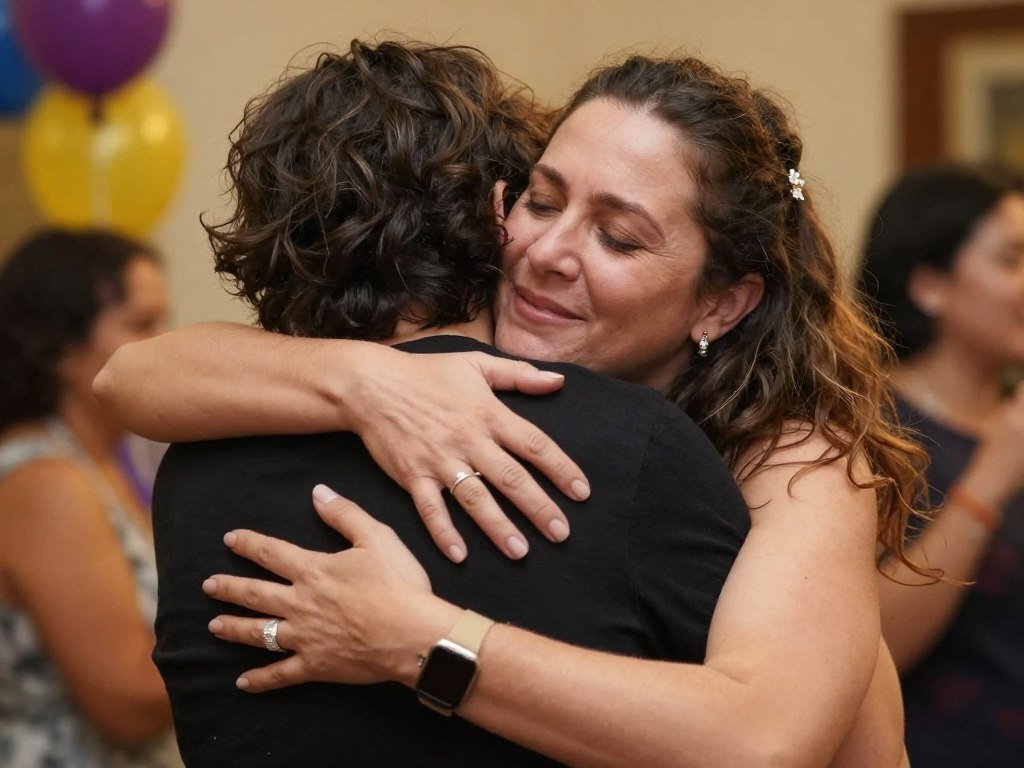 A touching moment of a birthday celebration with friends or family sharing emotional happy birthday wishes A touching moment of a birthday celebration with friends or family sharing emotional happy birthday wishes