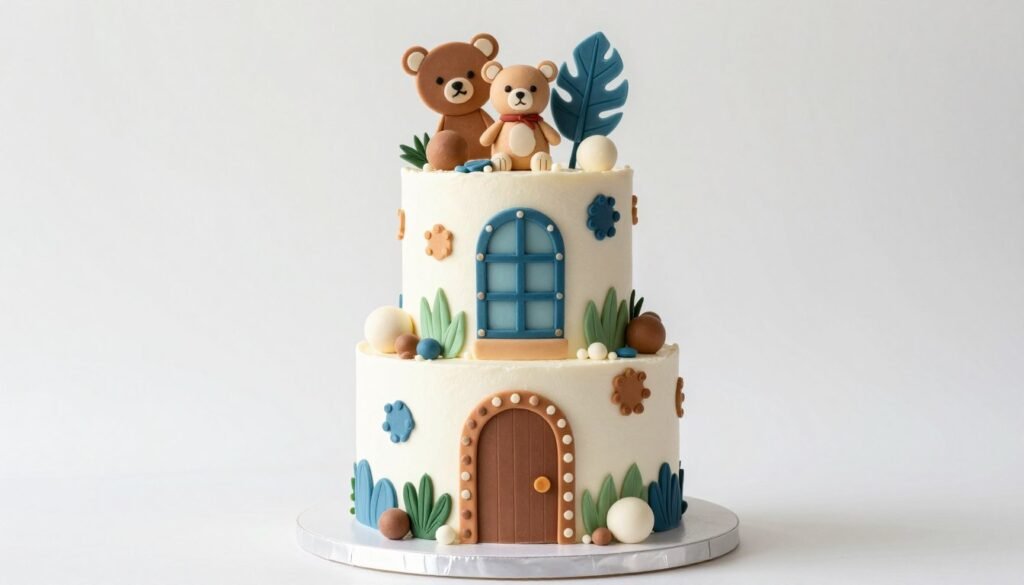 Advanced birthday cake design for kids with detailed fondant work and sculptural elements