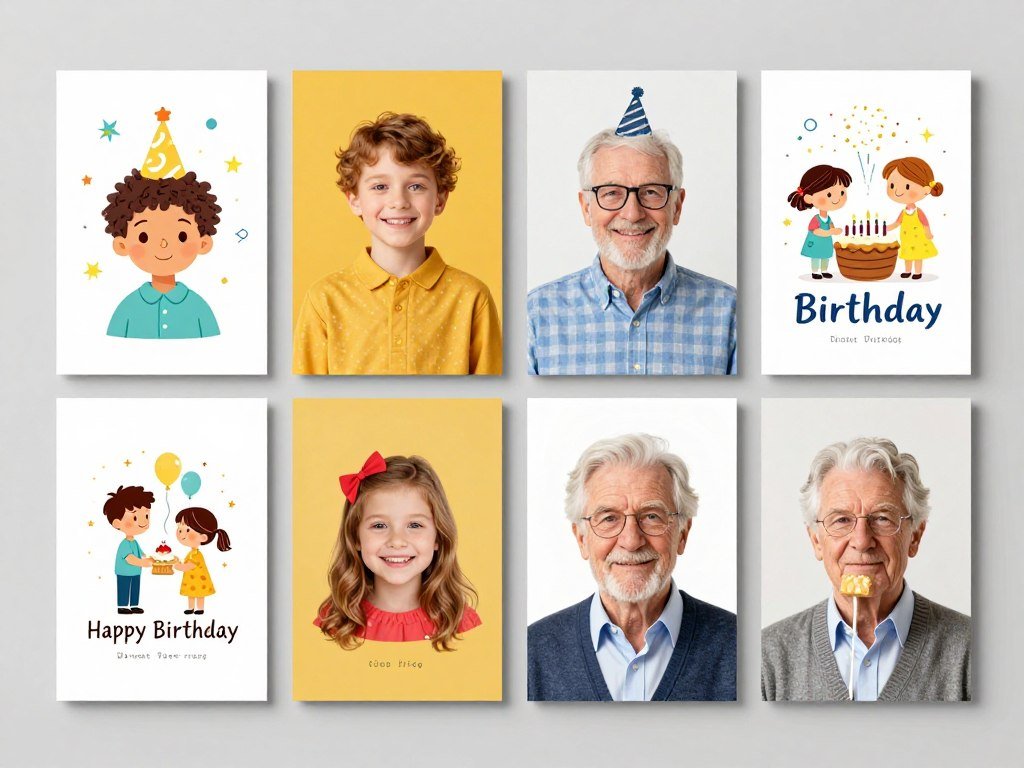 Age-appropriate happy birthday cards for different age groups