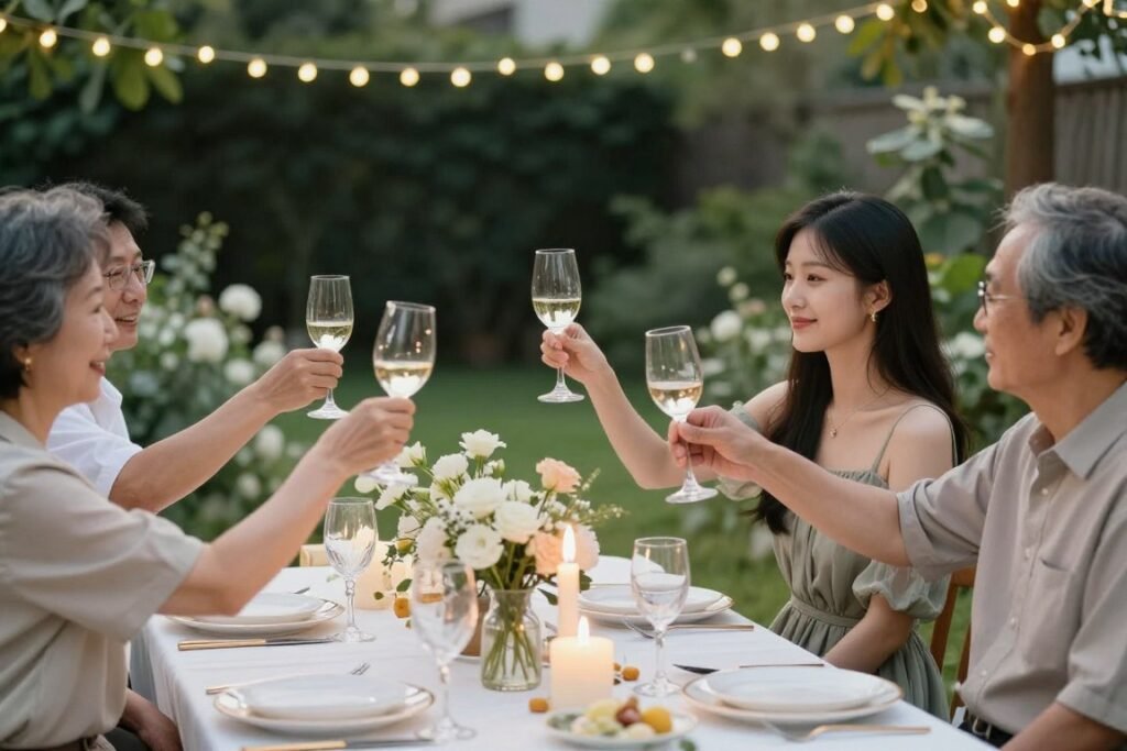 An elegant milestone birthday celebration for a young adult granddaughter with sophisticated decorations, meaningful toasts, and a gathering that honors her journey into adulthood