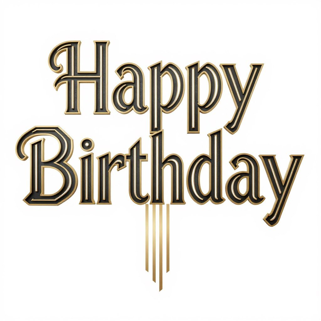 Art deco style happy birthday font for vintage-themed adult birthday parties Art deco style happy birthday font for vintage-themed adult birthday parties