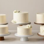 Assortment of aesthetic cake designs featuring different styles and decorating techniques