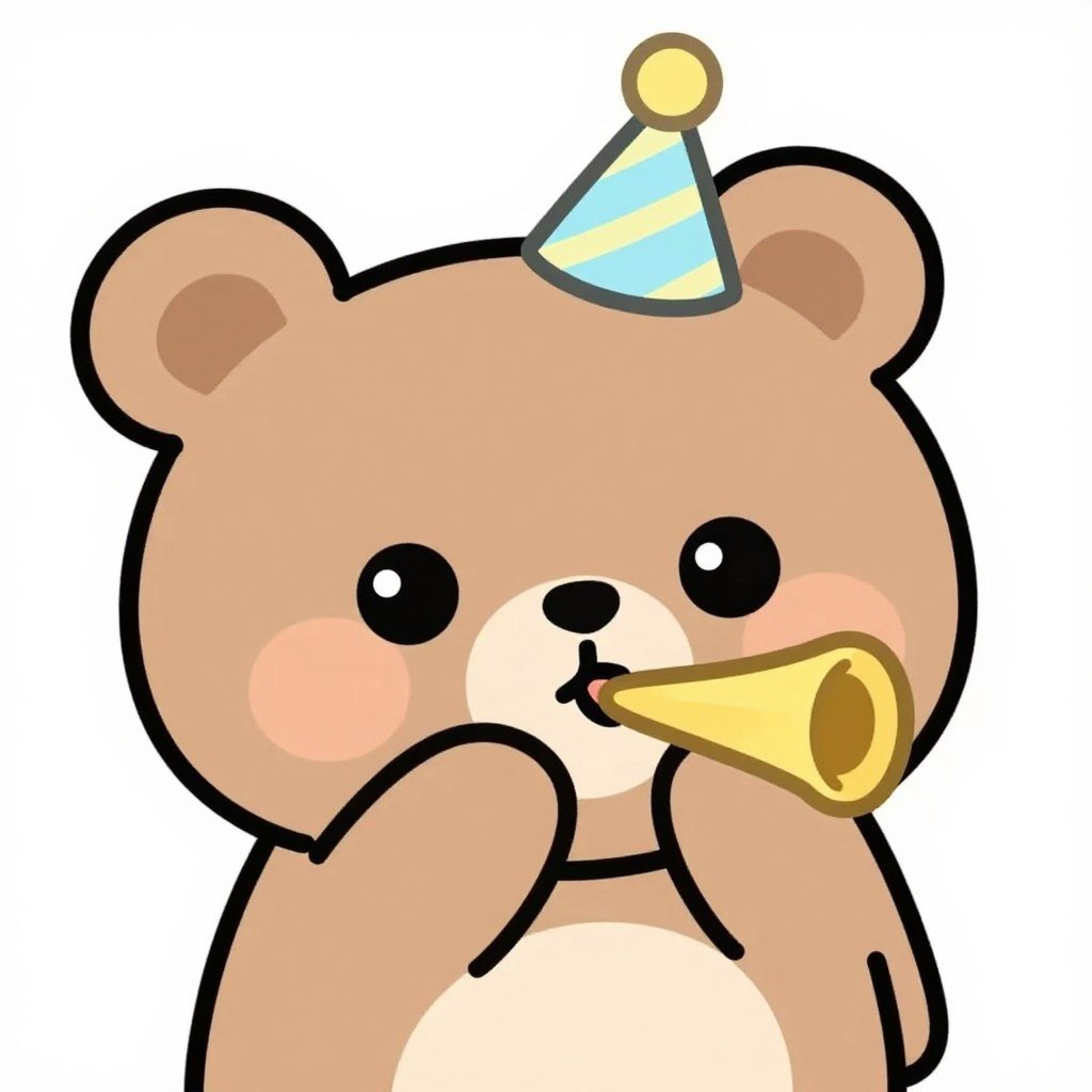 Bear blowing party horn
