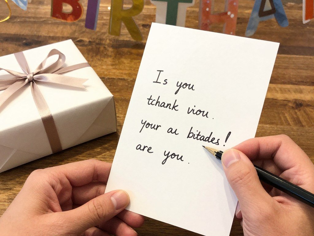 Belated birthday card and gift being prepared Belated birthday card and gift being prepared