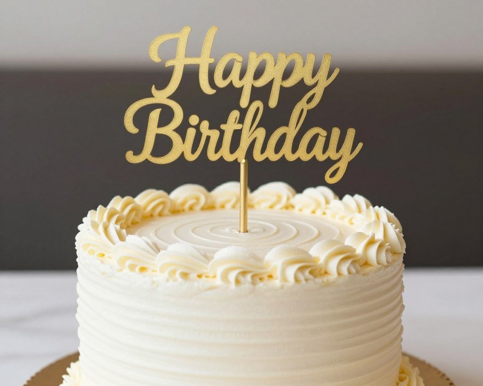 Birthday cake with simple 'Happy Birthday to Me' topper