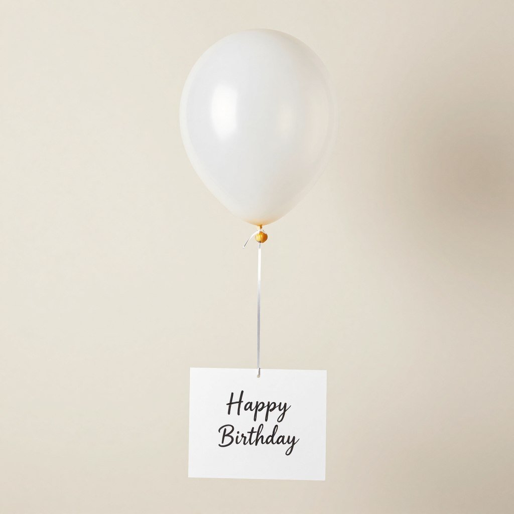 Birthday card balloon surprise with card attached to string Birthday card balloon surprise with card attached to string