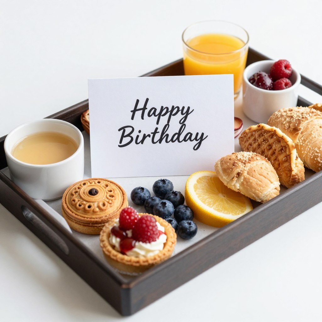 Birthday card breakfast in bed presentation Birthday card breakfast in bed presentation