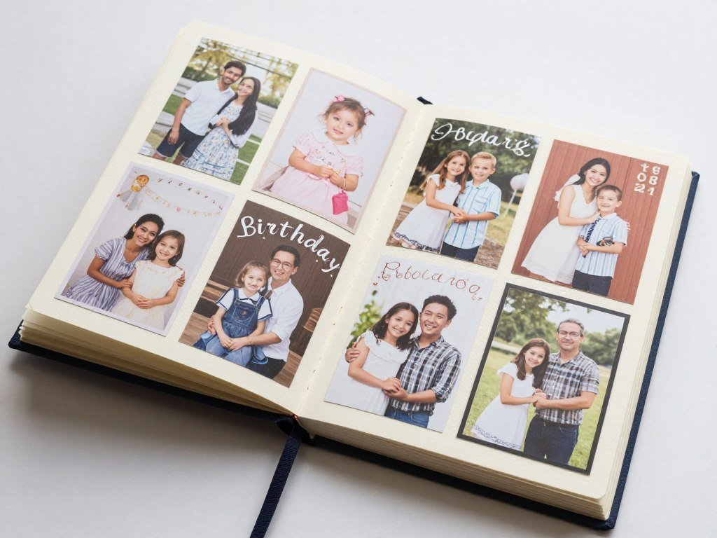 Birthday card memory book with preserved cards from past celebrations Birthday card memory book with preserved cards from past celebrations
