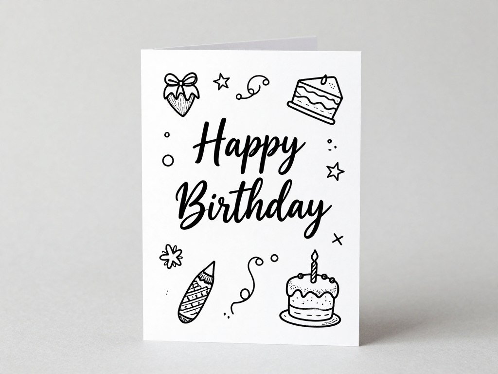 Birthday card with hand-drawn illustrations and doodles Birthday card with hand-drawn illustrations and doodles