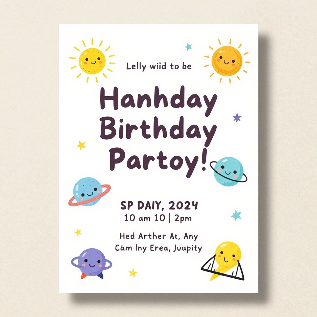 Birthday invitation with cute drawings