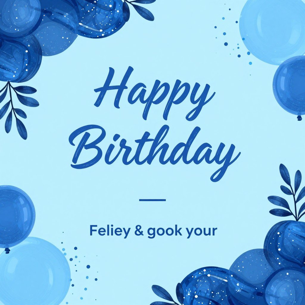 Blue-themed happy birthday template Instagram customization Blue-themed happy birthday template Instagram customization