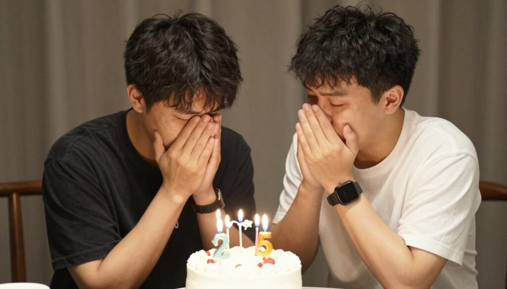 Brothers sharing a meaningful moment on birthday
