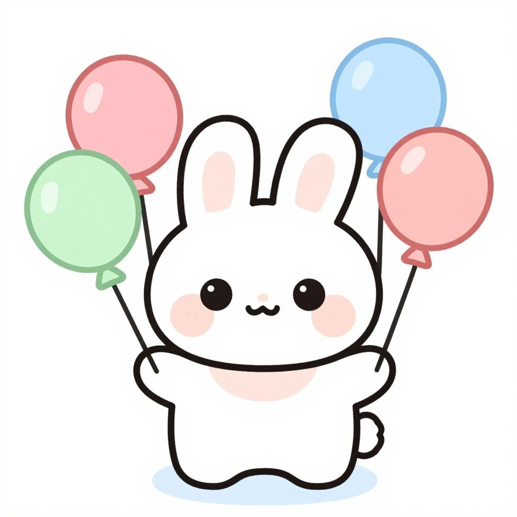 Bunny with birthday balloons