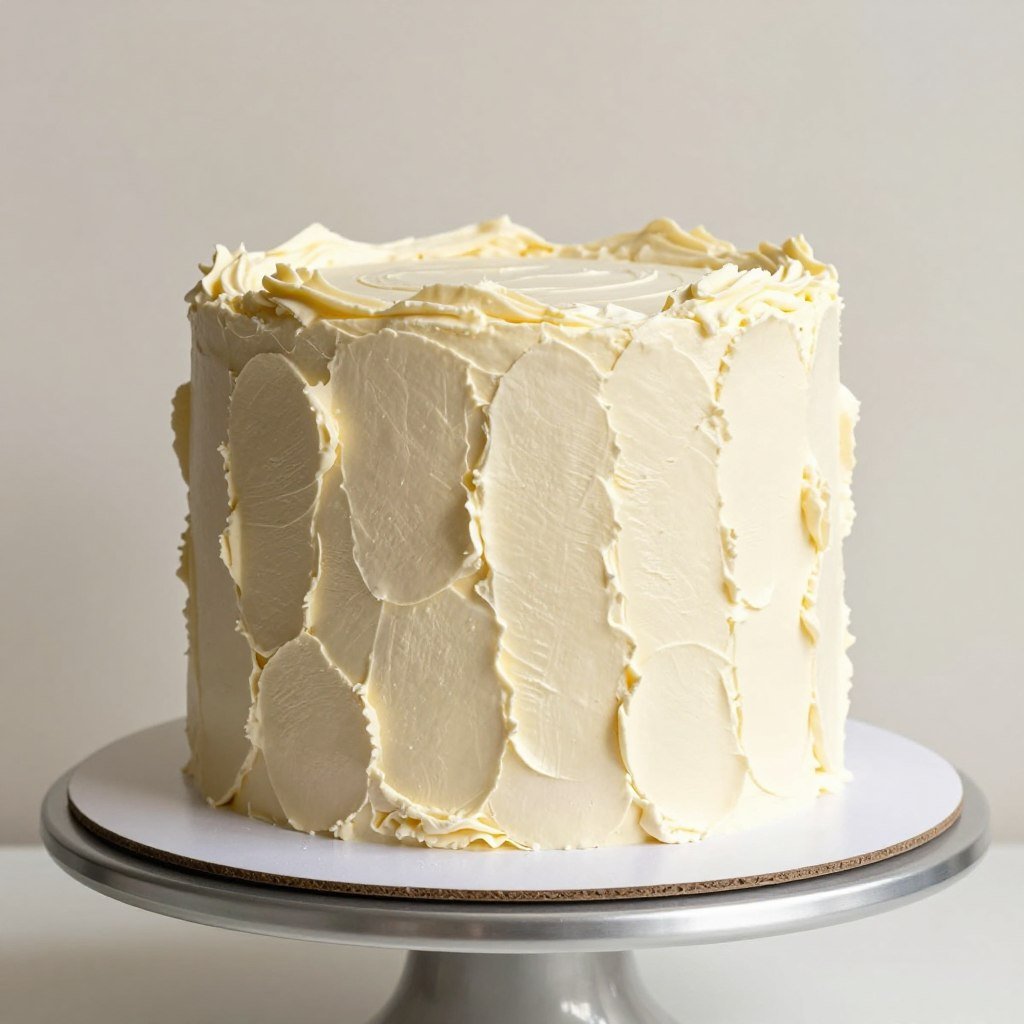 Cake with textured buttercream technique creating organic pattern
