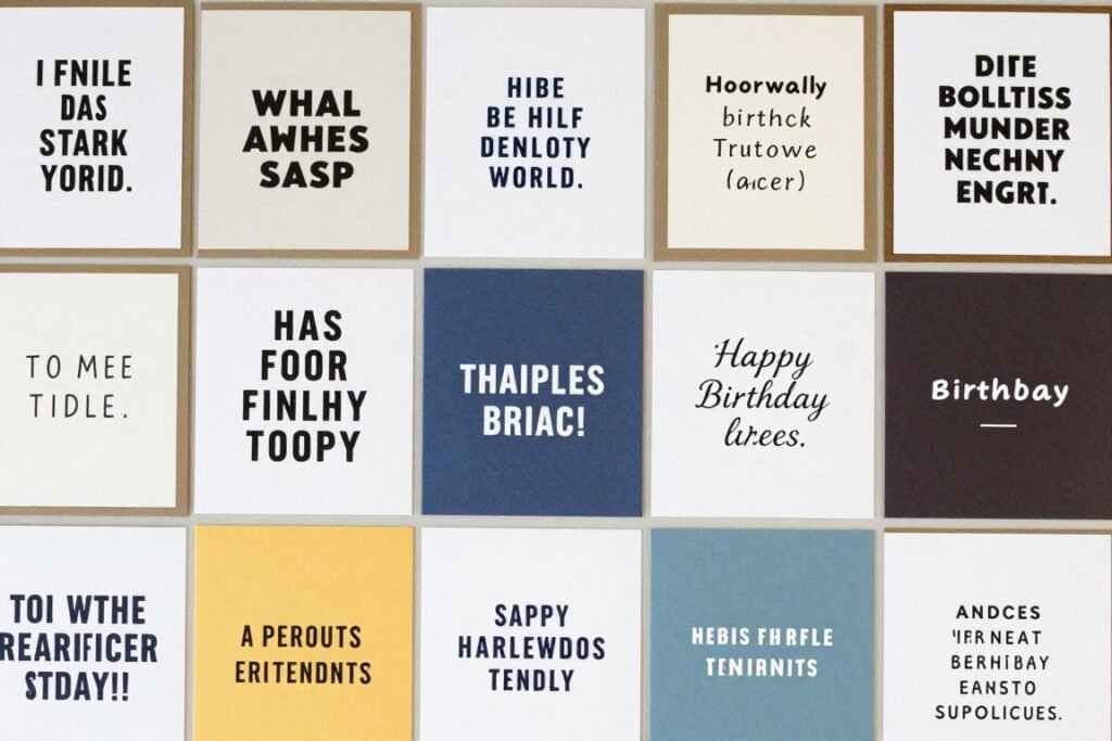 Collection of birthday cards with famous funny quotes