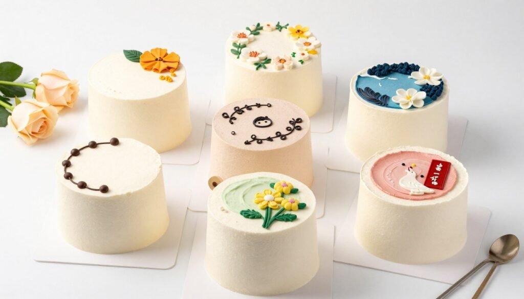 Collection of diverse bento cake designs showcasing various styles and techniques