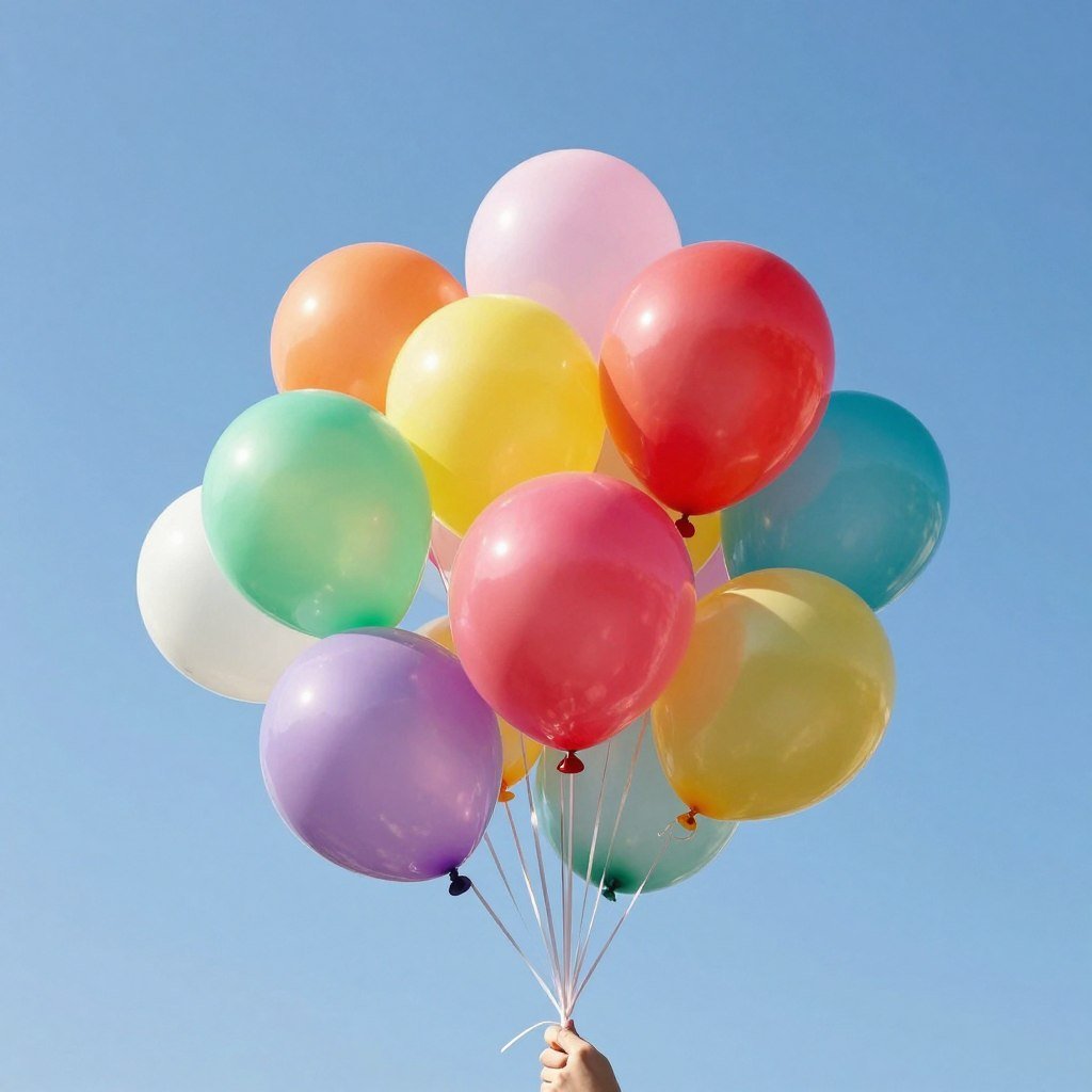 Colorful balloons against blue sky representing happy birthday wishes pics Colorful balloons against blue sky representing happy birthday wishes pics