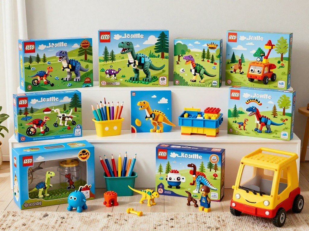 Creative and fun toys for young boys displayed together, ideal birthday gifts for grandsons