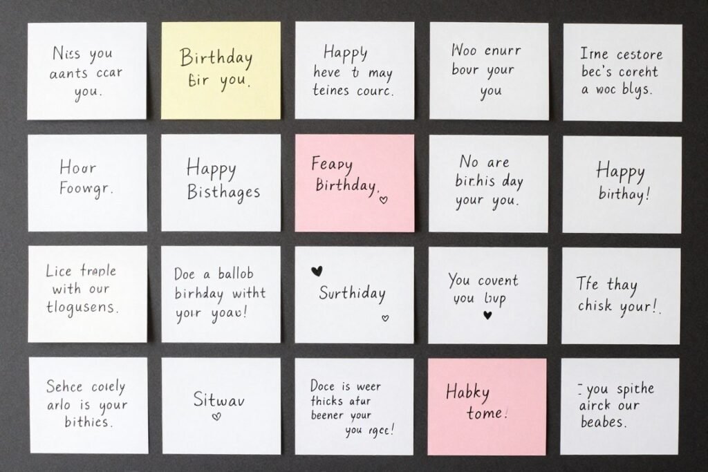 Creative birthday message delivery methods including handwritten notes, digital cards, and surprise messages
