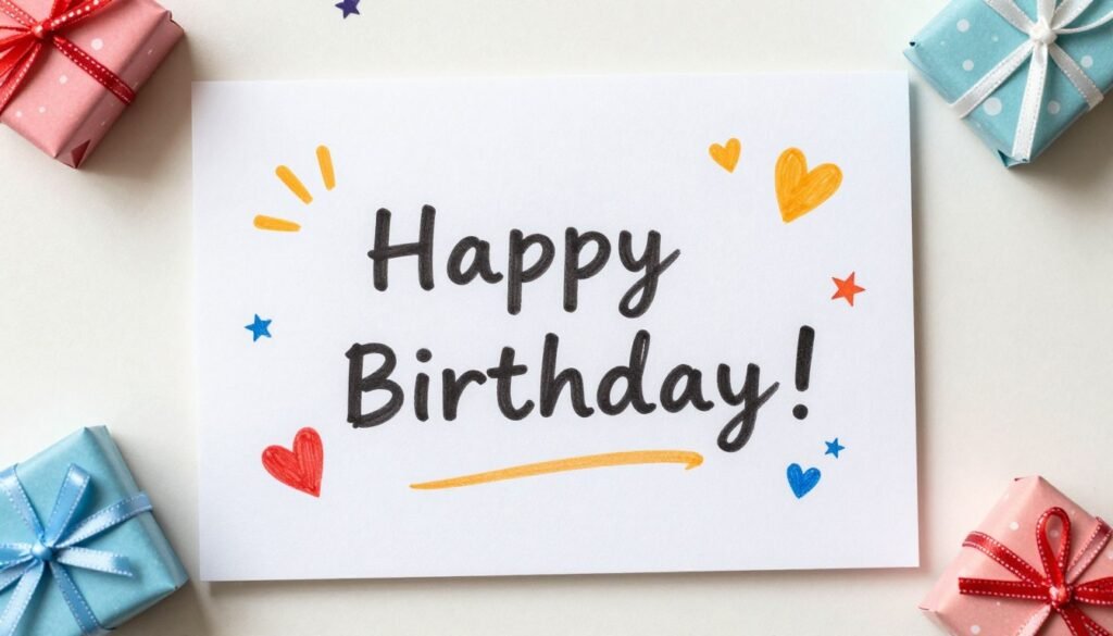 Creative birthday message presentation with decorative elements