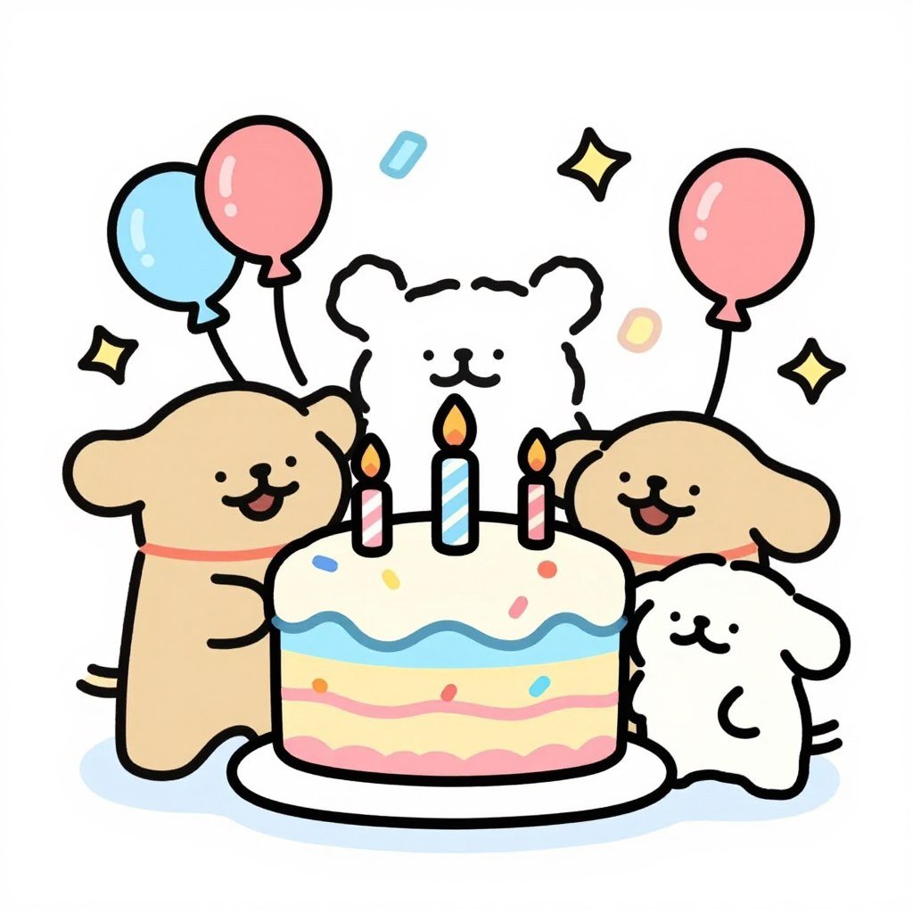 Cute cartoon-style happy birthday drawing for children