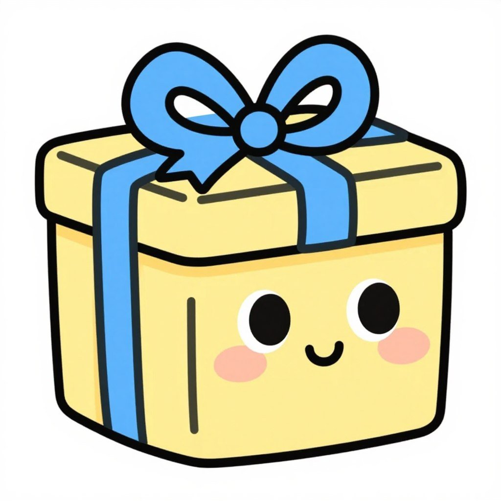 Cute gift box with bow and face