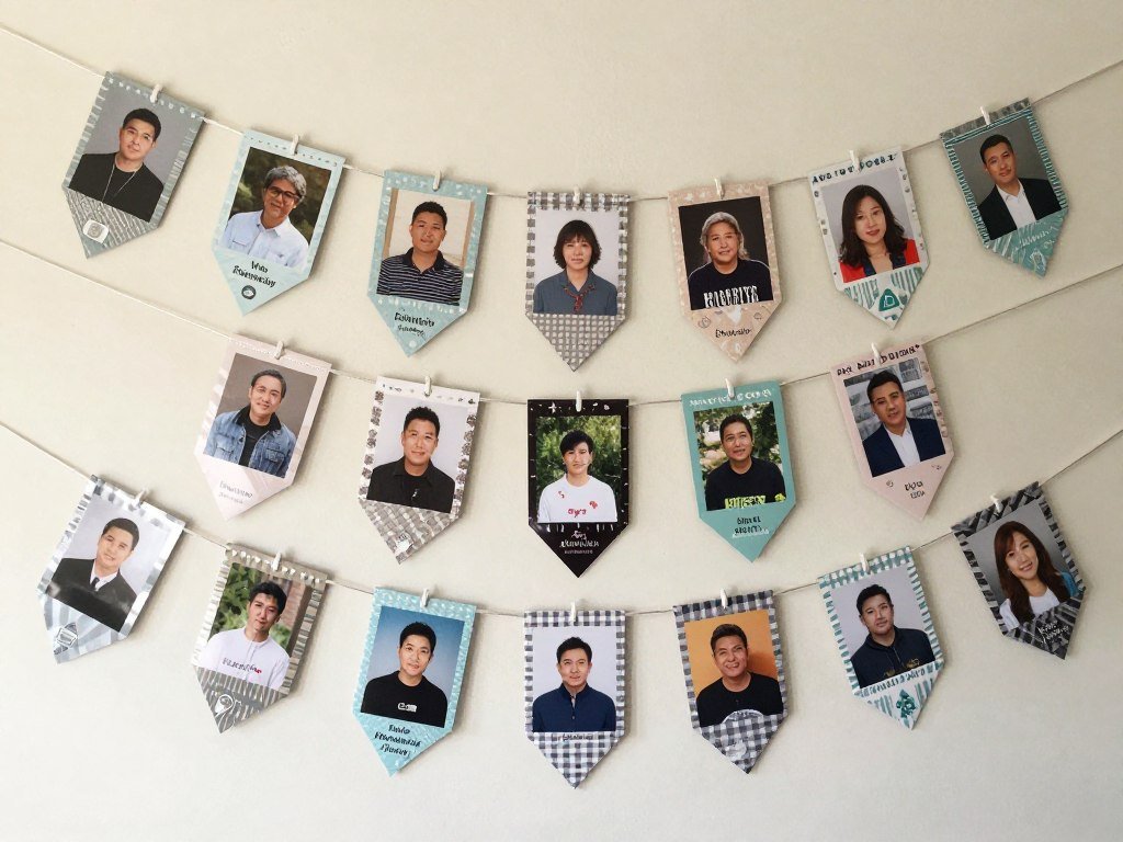 DIY photo collage birthday banner showing pictures from different years DIY photo collage birthday banner showing pictures from different years