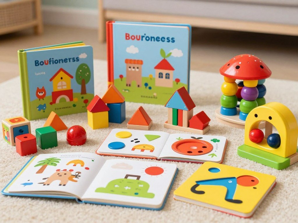 Educational toys for toddlers arranged attractively, perfect for a grandson's birthday gift