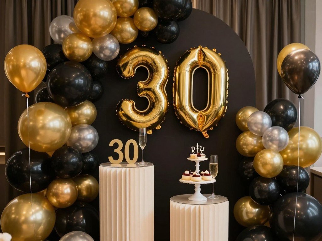 Elegant 30th birthday celebration setup