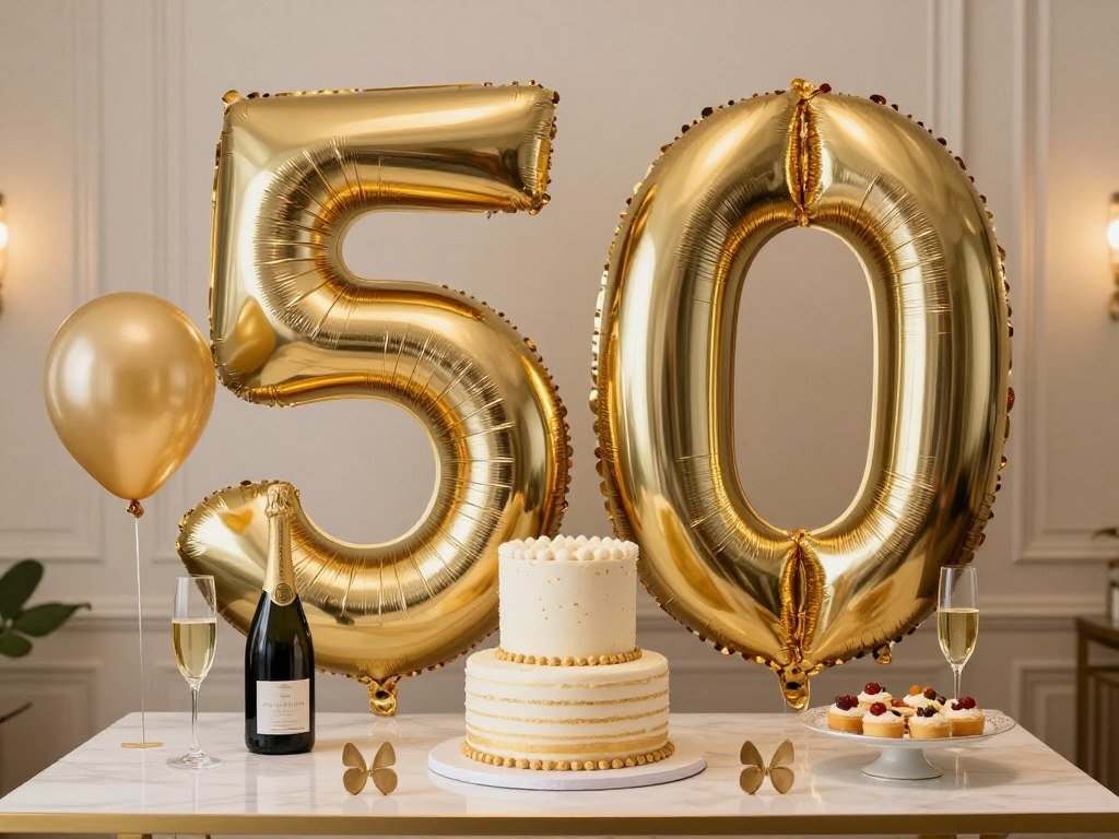 Elegant 50th birthday celebration with gold accents