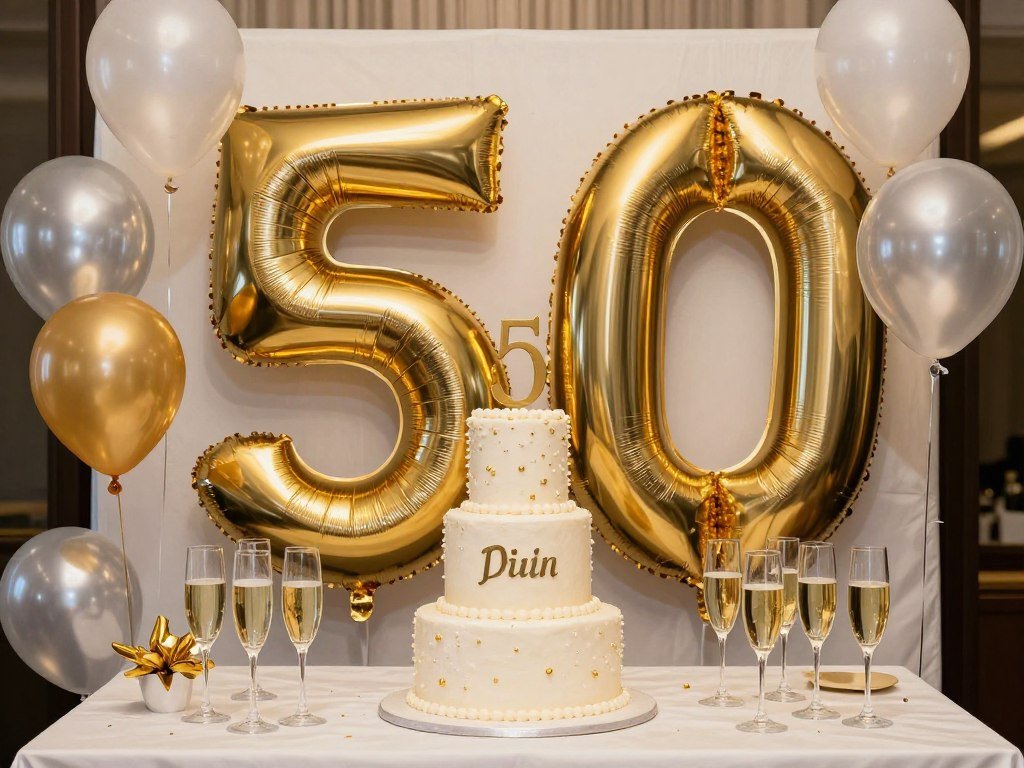 Elegant 50th birthday celebration with special happy birthday wishes