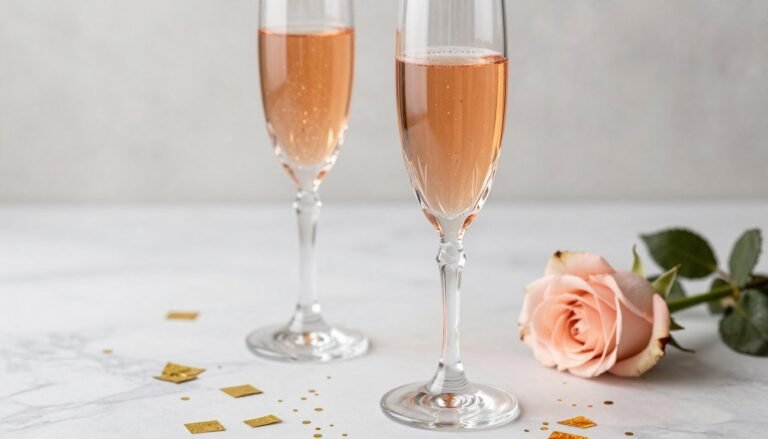 Elegant champagne flutes with gold confetti for happy birthday beautiful celebration