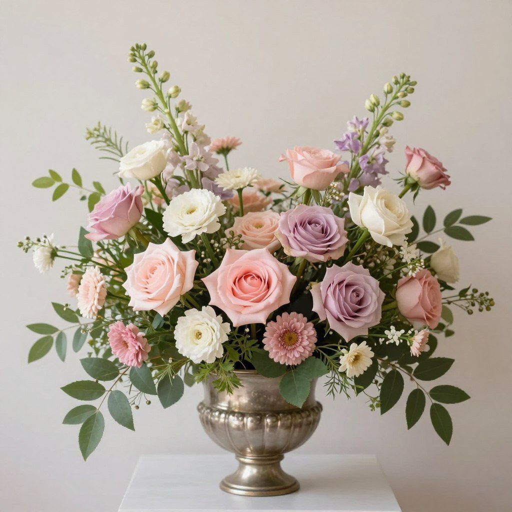 Elegant floral arrangement in pastel colors suitable for happy birthday wishes pics Elegant floral arrangement in pastel colors suitable for happy birthday wishes pics