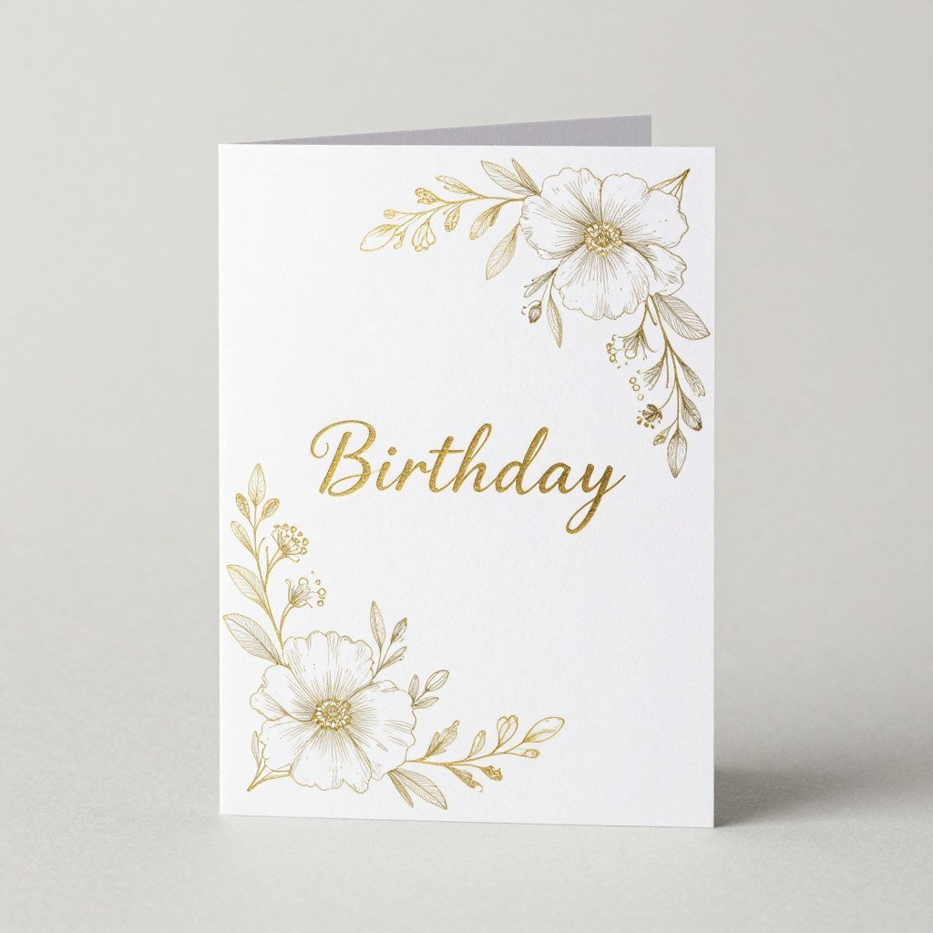Elegant floral happy birthday card with gold accents Elegant floral happy birthday card with gold accents