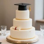 Creative Graduation Cake Designs to Celebrate Your Graduate's Achievement Elegant graduation cake with cap, diploma, and gold accents on a decorated celebration table