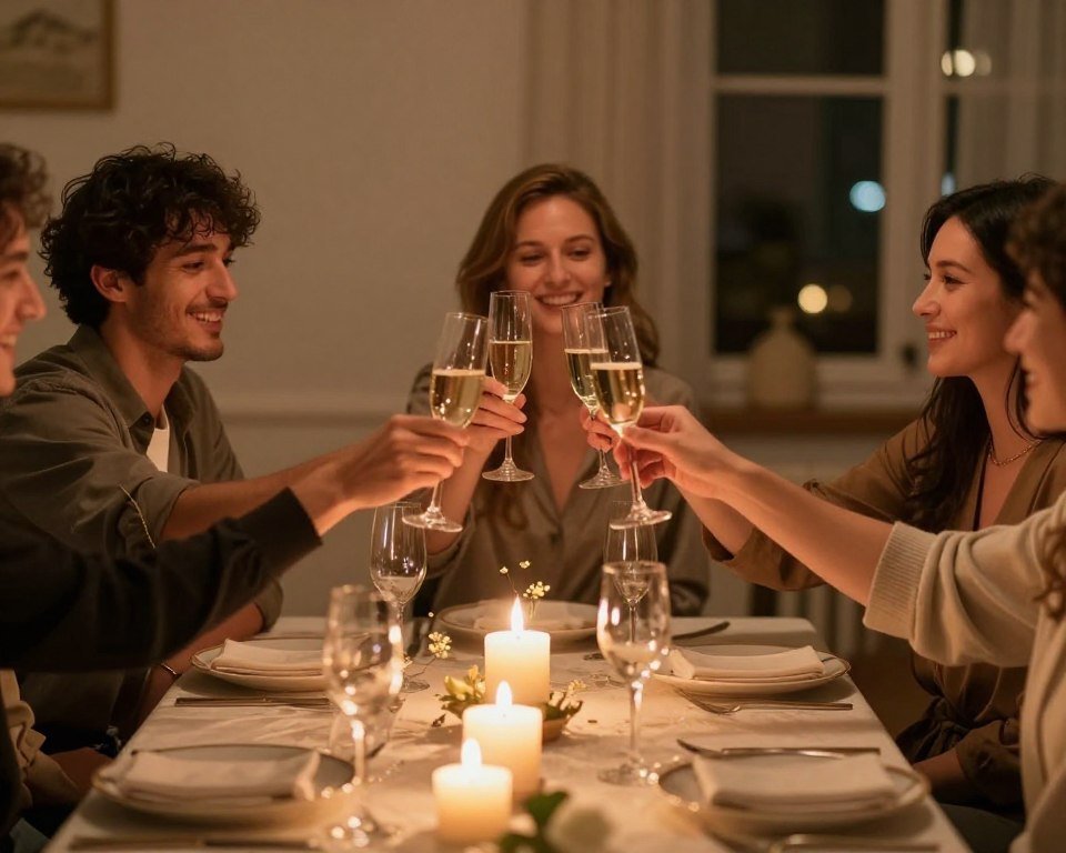 Elegant toast setting for happy birthday woman celebration