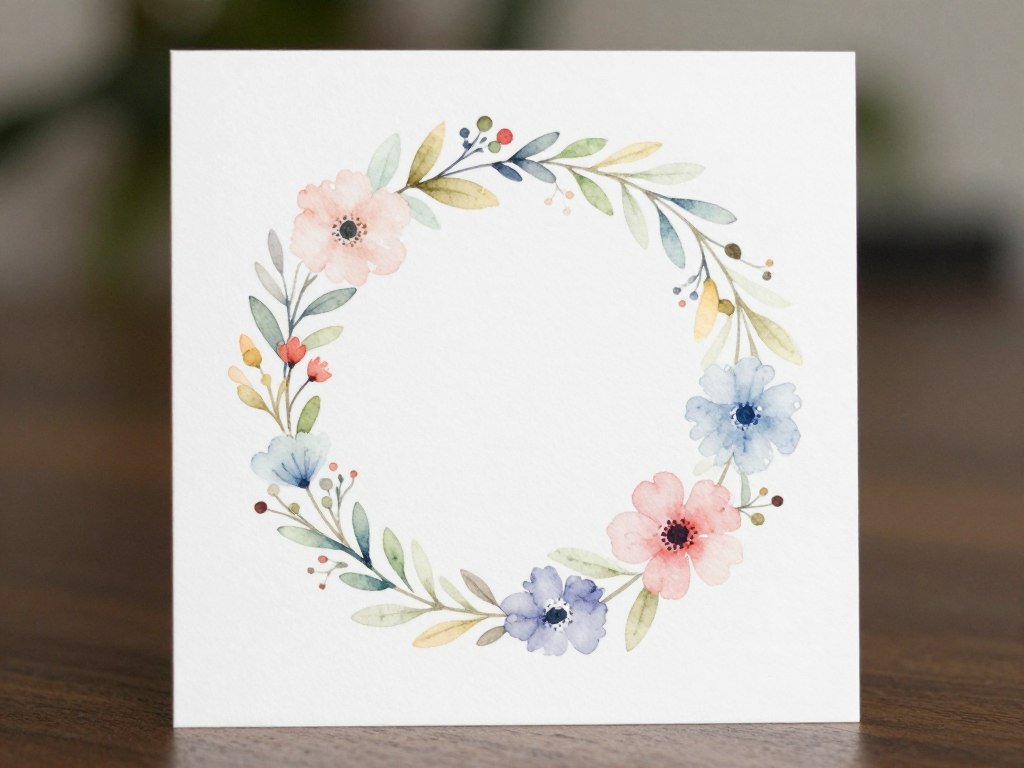 Elegant watercolor floral wreath birthday card