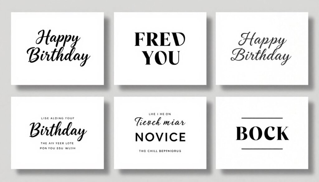 Examples of complementary happy birthday font pairings for balanced designs Examples of complementary happy birthday font pairings for balanced designs